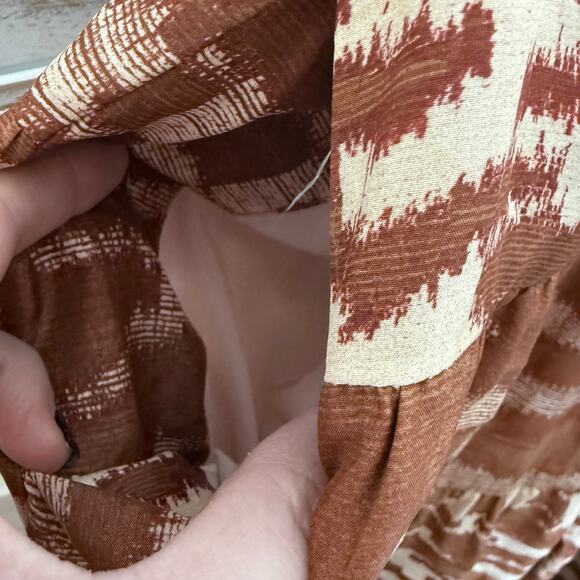 ULLA Johnson 0 Women's 100% Silk Aisa Tiered A Line Midi Skirt Fawn Ikat Print - Picture 9 of 16